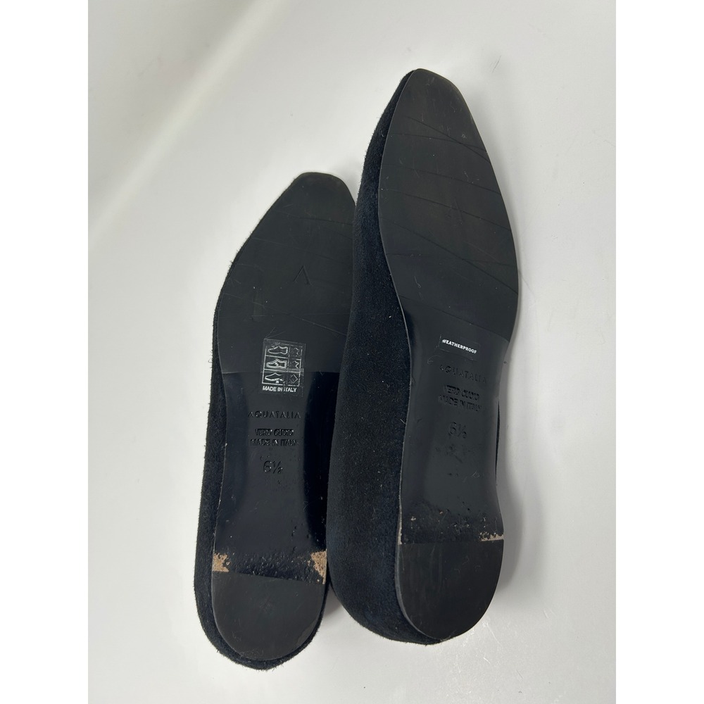 Aquatalia Black Suede Wedge Flats Made in Italy Womens Size 6.5 Almond Toe - Picture 9 of 9